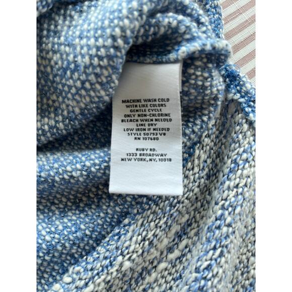 Ruby Rd Women's Petite M Blue Colorblock 3/4 Sleeve Knit Top spring casual - Picture 5 of 6